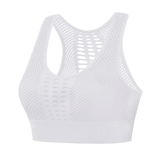 NONECN Breathable Active Bra Mesh Sports Yoga Seamless Gym