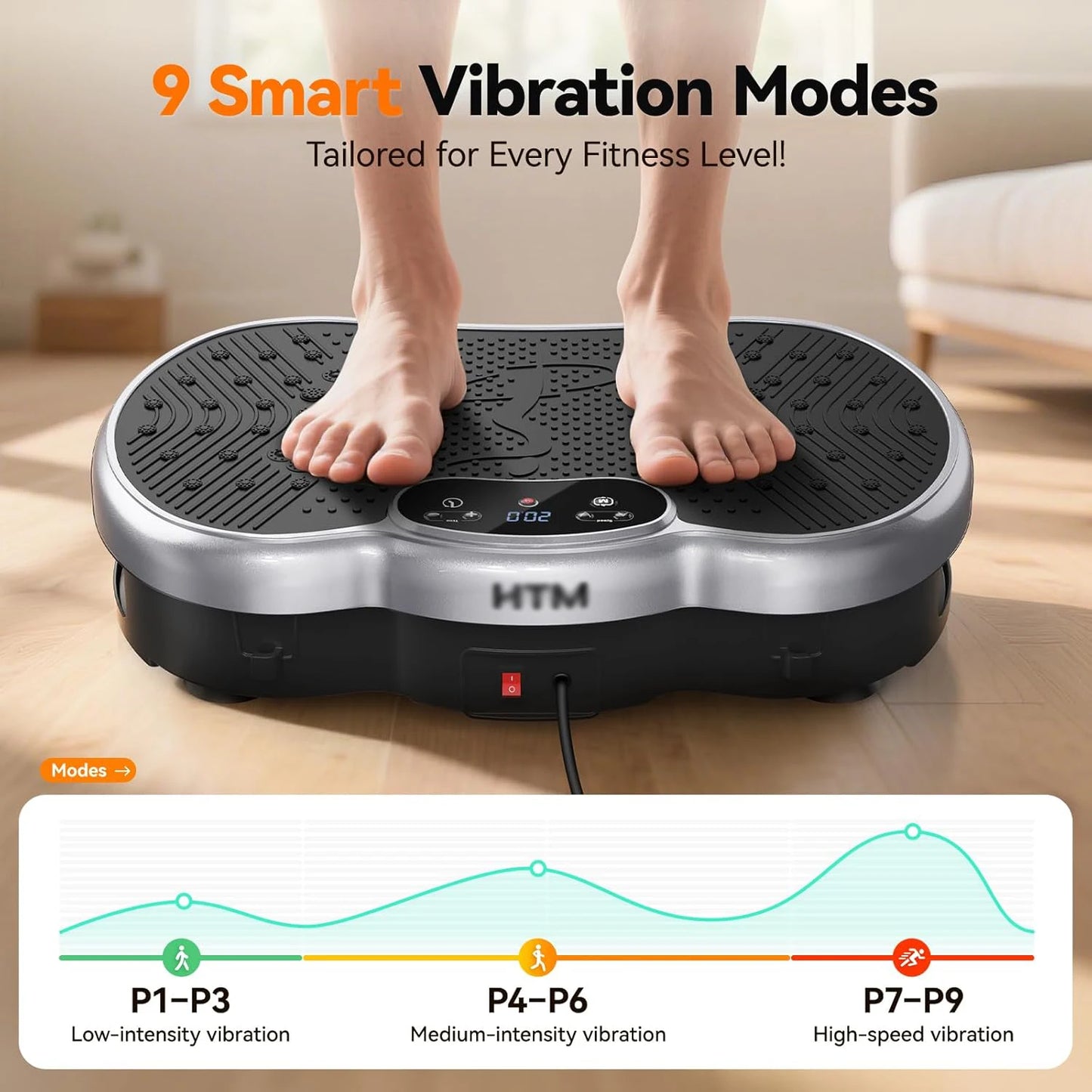HTMM Calorie Tracking Vibration Plate Power Machine Home Gym Fitness
