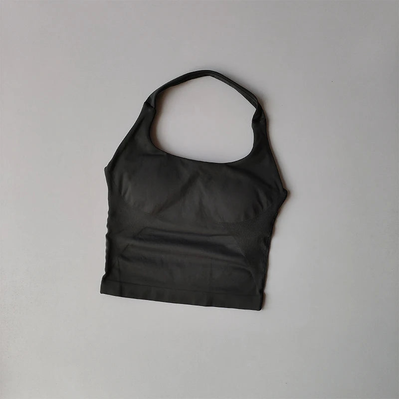 Neck Halter Shockproof Longline Sport Top For Yoga Gym Women