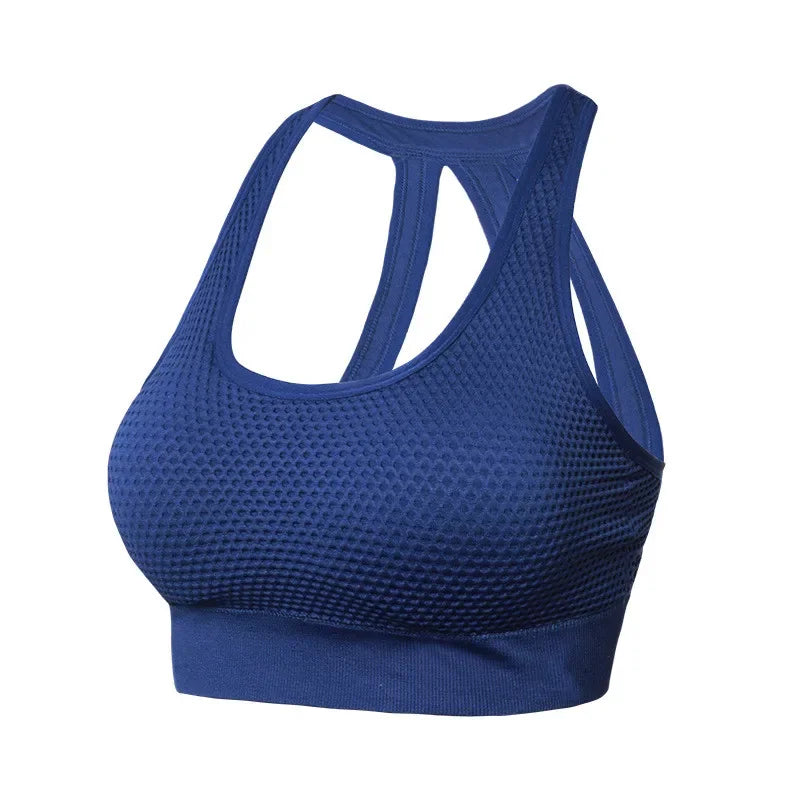 NONECN Yoga Sports Bra Mesh Padded Backless Breathable Crop Top