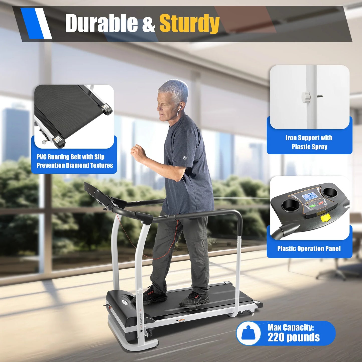 NONEDriving 110V Treadmill For Senior Home Use With LCD Screen