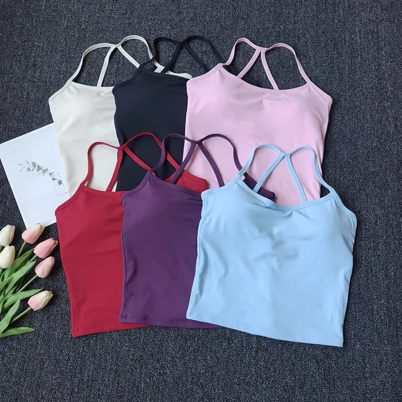 Women's Cross Back Yoga Sports Bra Push Up Fitness Vest