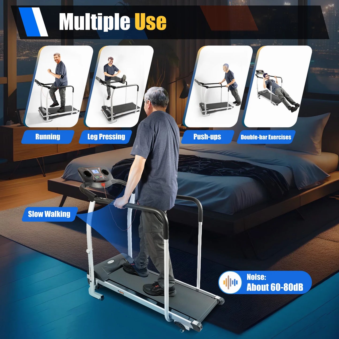 NONEDriving 110V Treadmill For Senior Home Use With LCD Screen