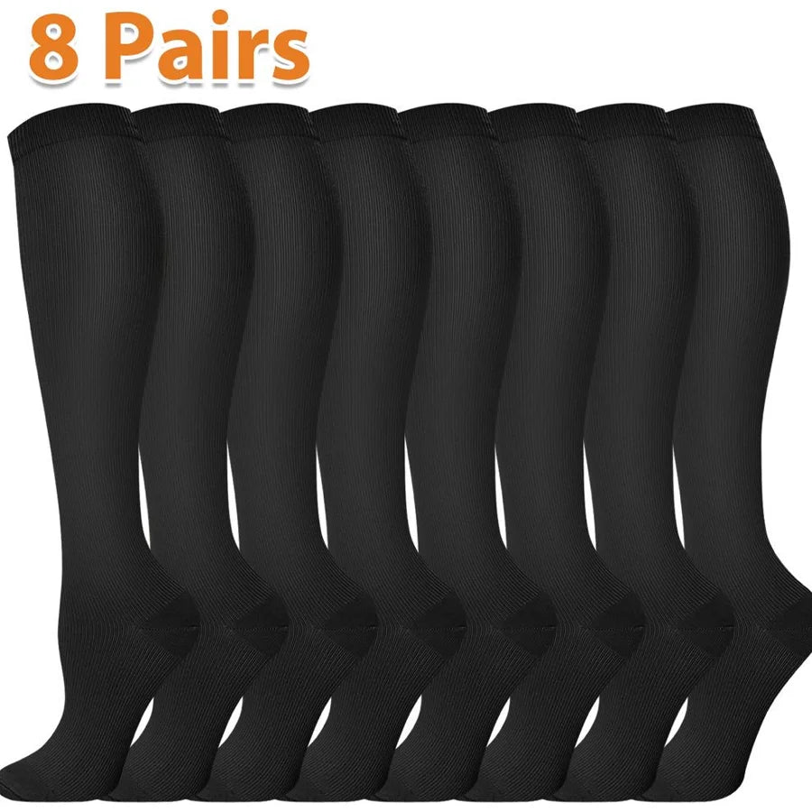 NONECN Eight-Pair Compression Socks for Men and Women