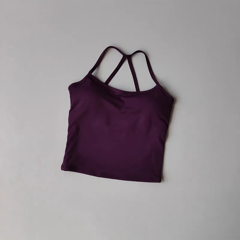 Women's Cross Back Yoga Sports Bra Push Up Fitness Vest