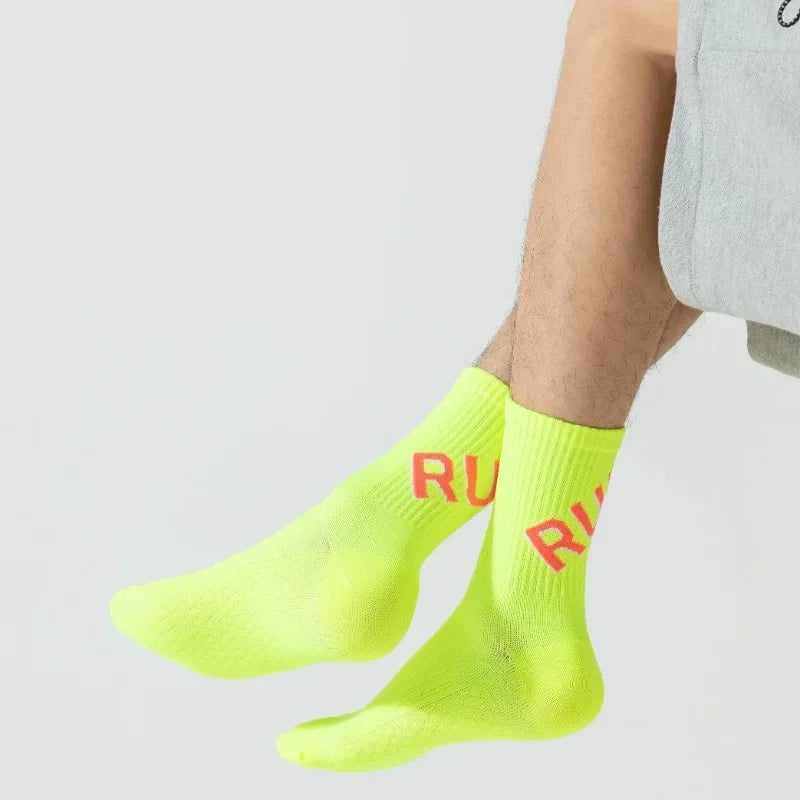 Unisex Running Socks Crew Fitness Breathable Nylon Marathon Sports