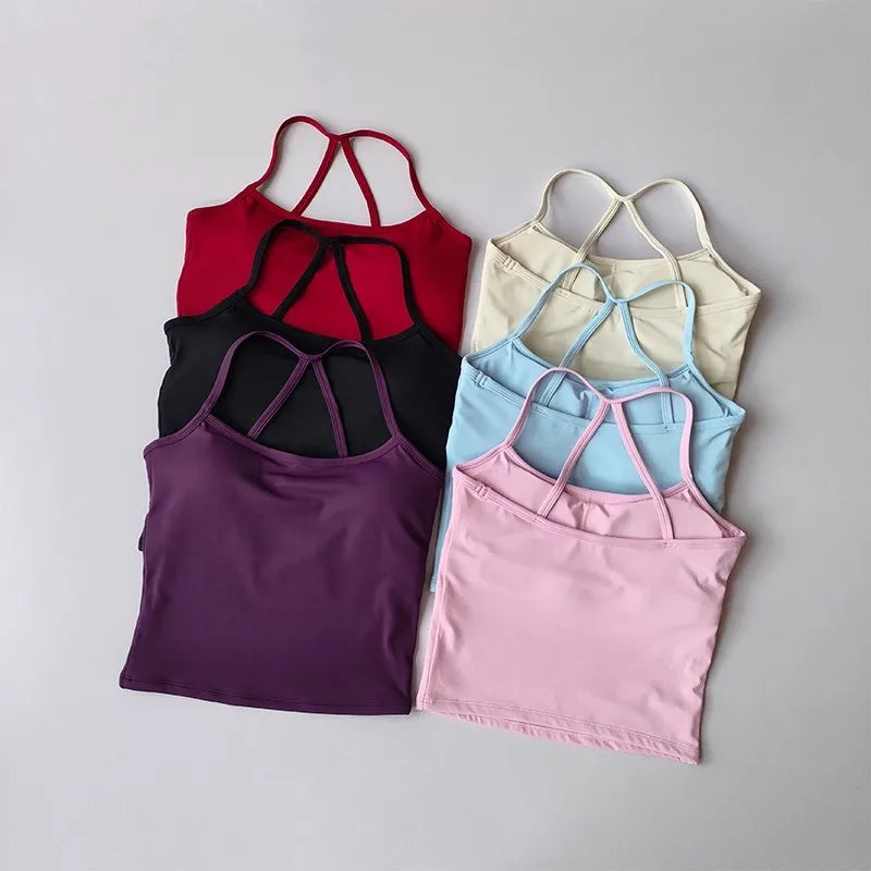 Women's Cross Back Yoga Sports Bra Push Up Fitness Vest