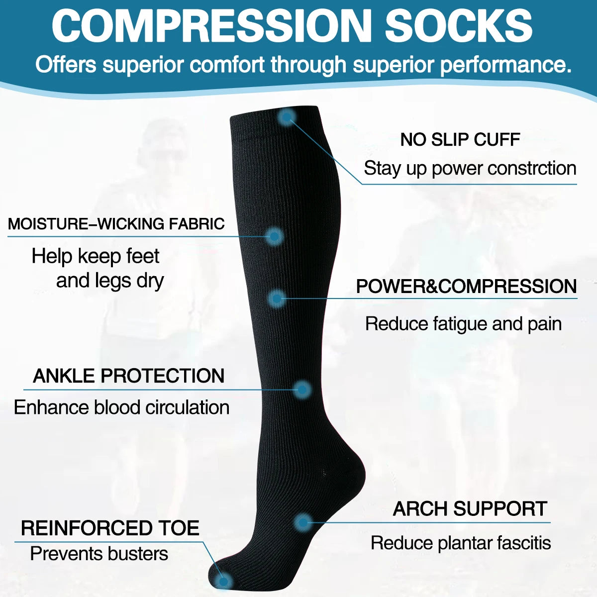Compression Socks For Men And Women Knee High Running Nursing