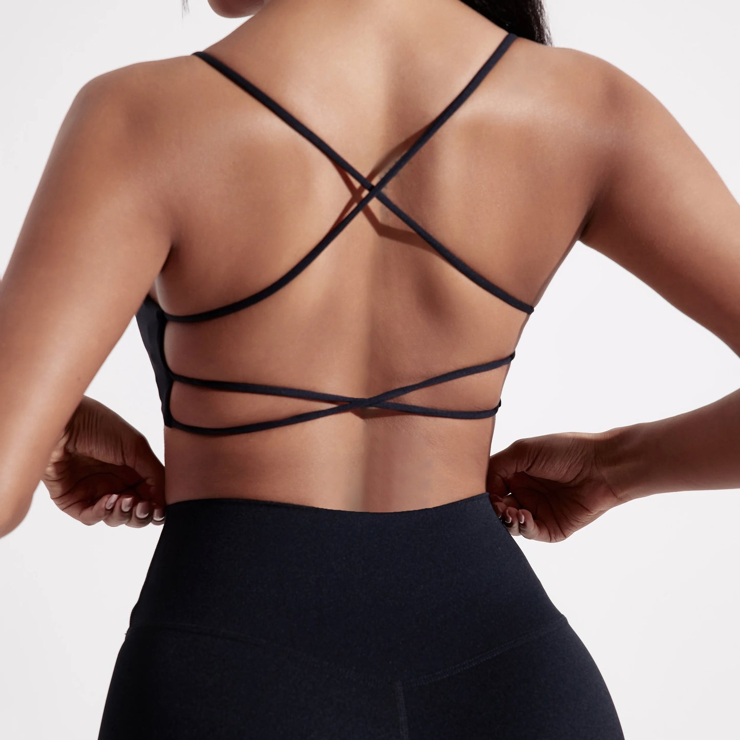 NONECN Cross Back Sports Bra With Chest Pad High Support
