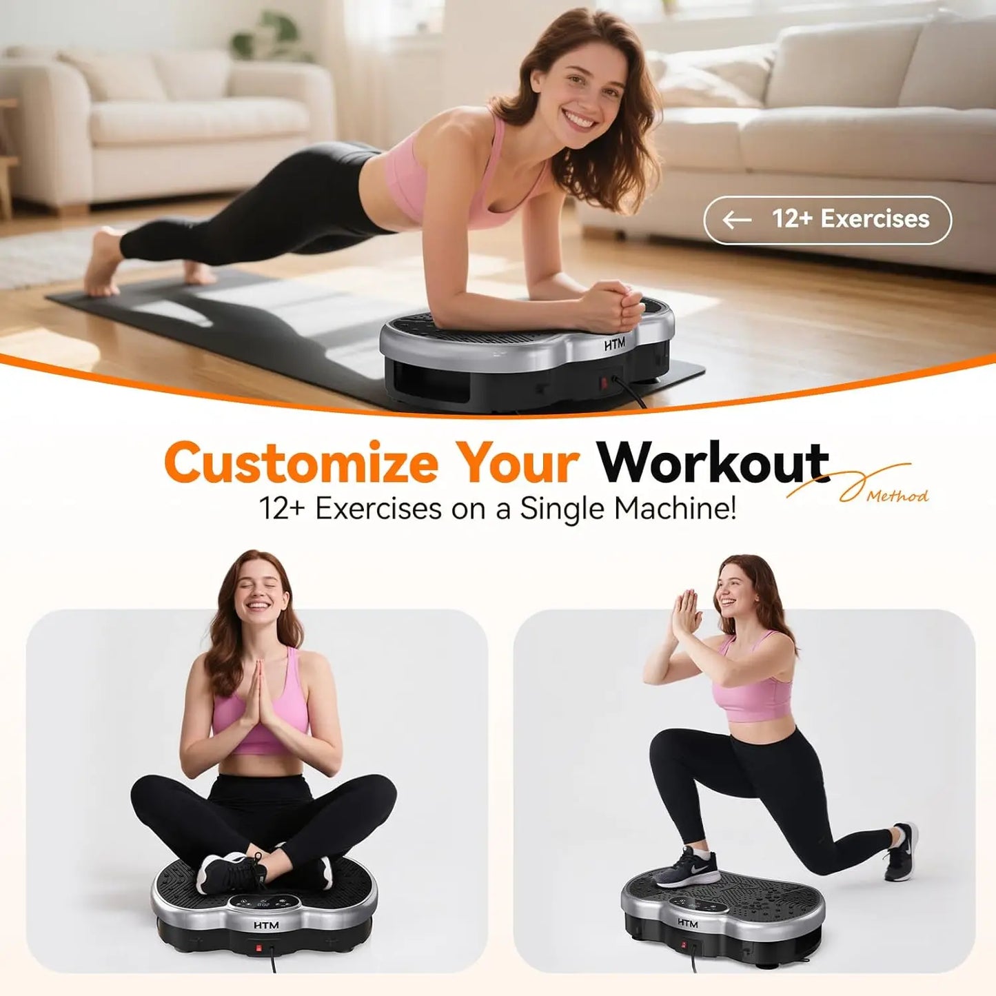 HTMM Calorie Tracking Vibration Plate Power Machine Home Gym Fitness