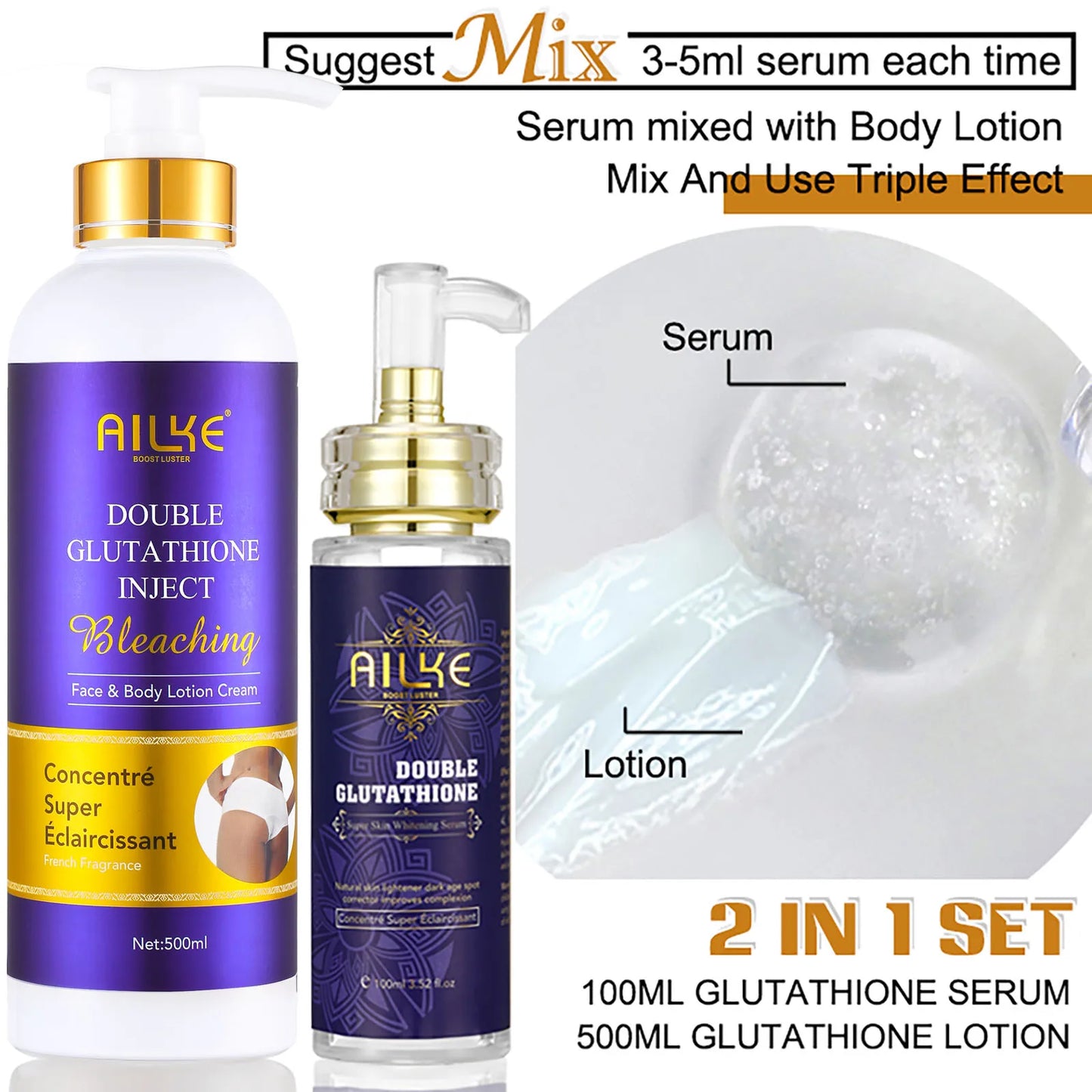 AILKE Double Glutathione Whitening Skin Care For All Skin Types
