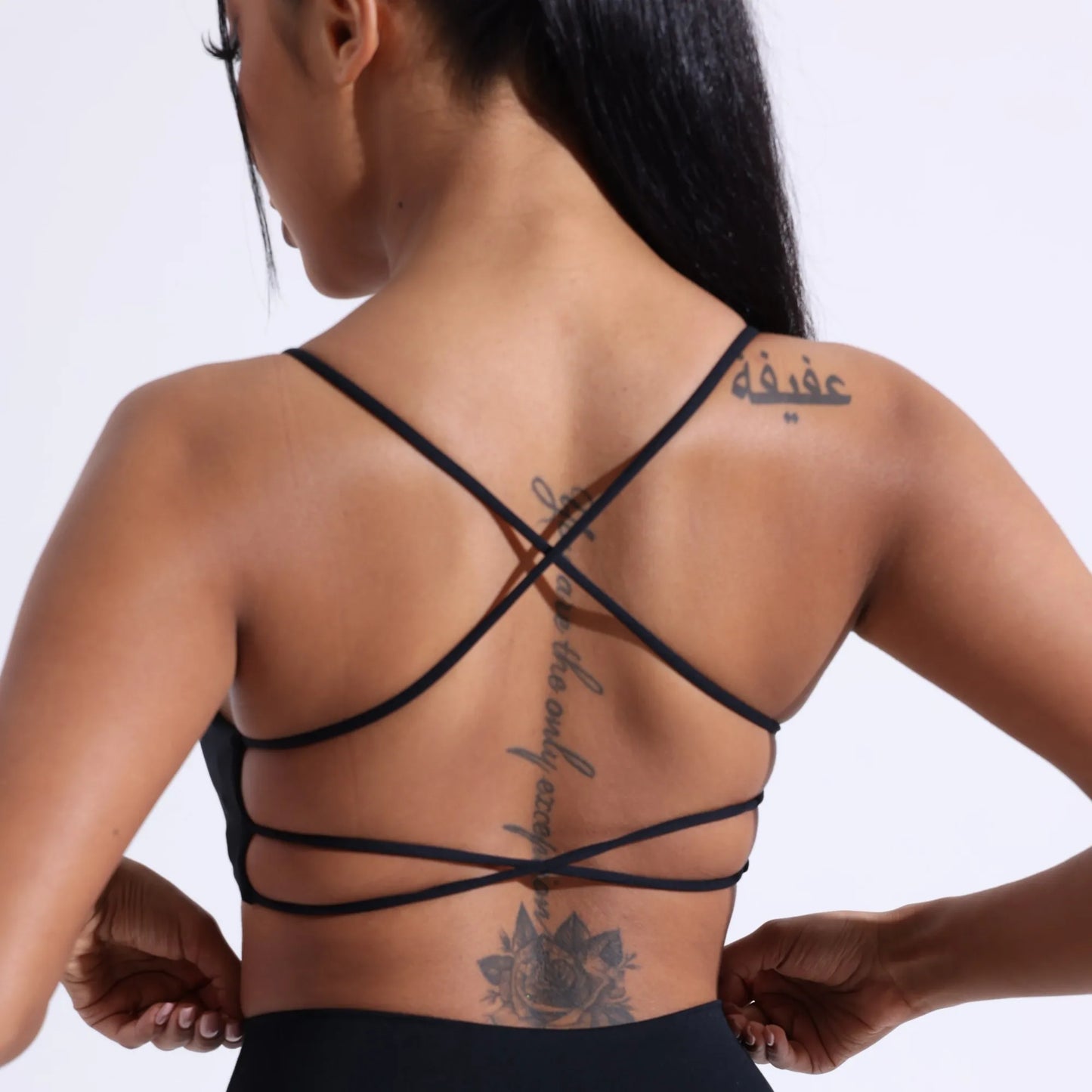 NONECN Cross Back Sports Bra With Chest Pad High Support