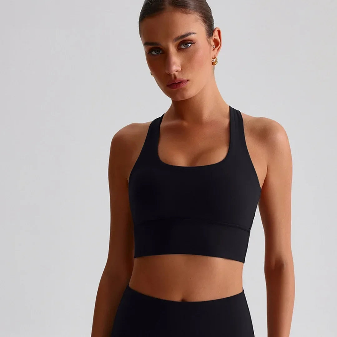 NONECN Cross Back Sports Bra For Women Fitness Yoga Top