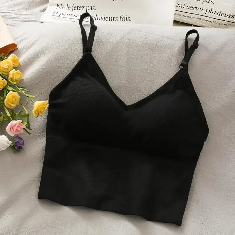 Womens Built In Bra Tank Top Camisole Yoga Crop Top