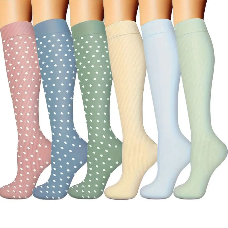Women Knee High Compression Socks Six Pairs For Running