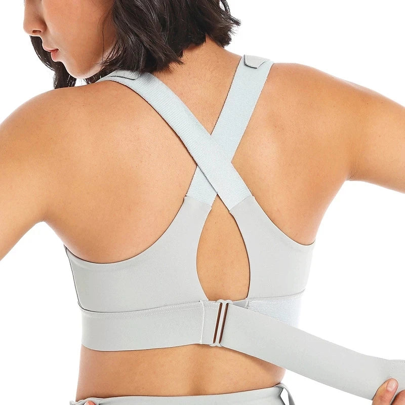 Women Yoga Sports Bra Front Zipper With Adjustable Straps