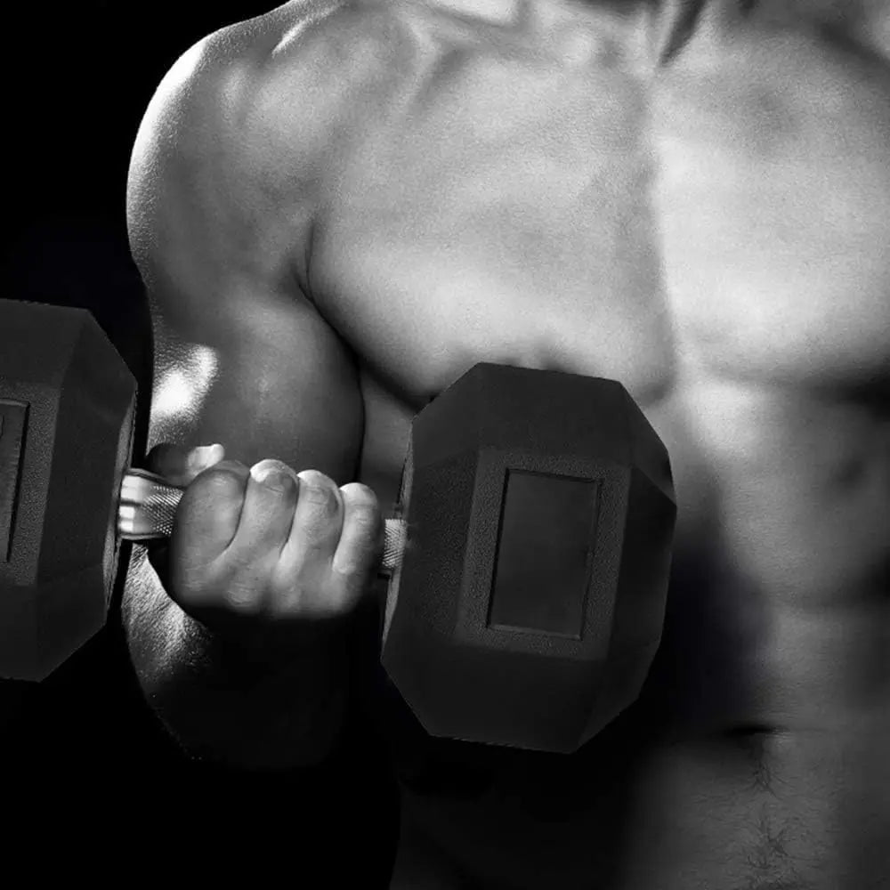 Rubber Coated Hex Dumbbell Set Two For Home Gym Use
