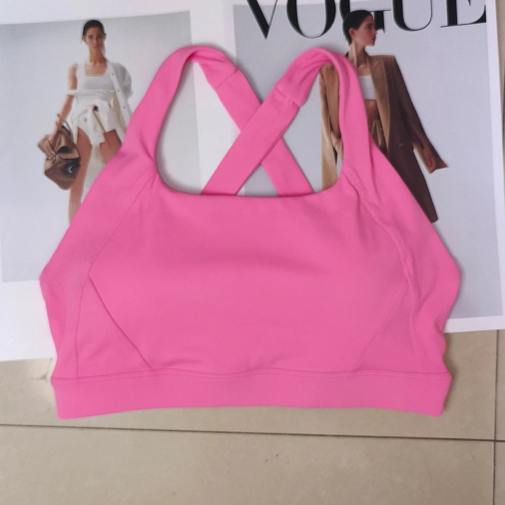 Cross Back Sports Bra Breathable Quick Dry Yoga Running Fitness
