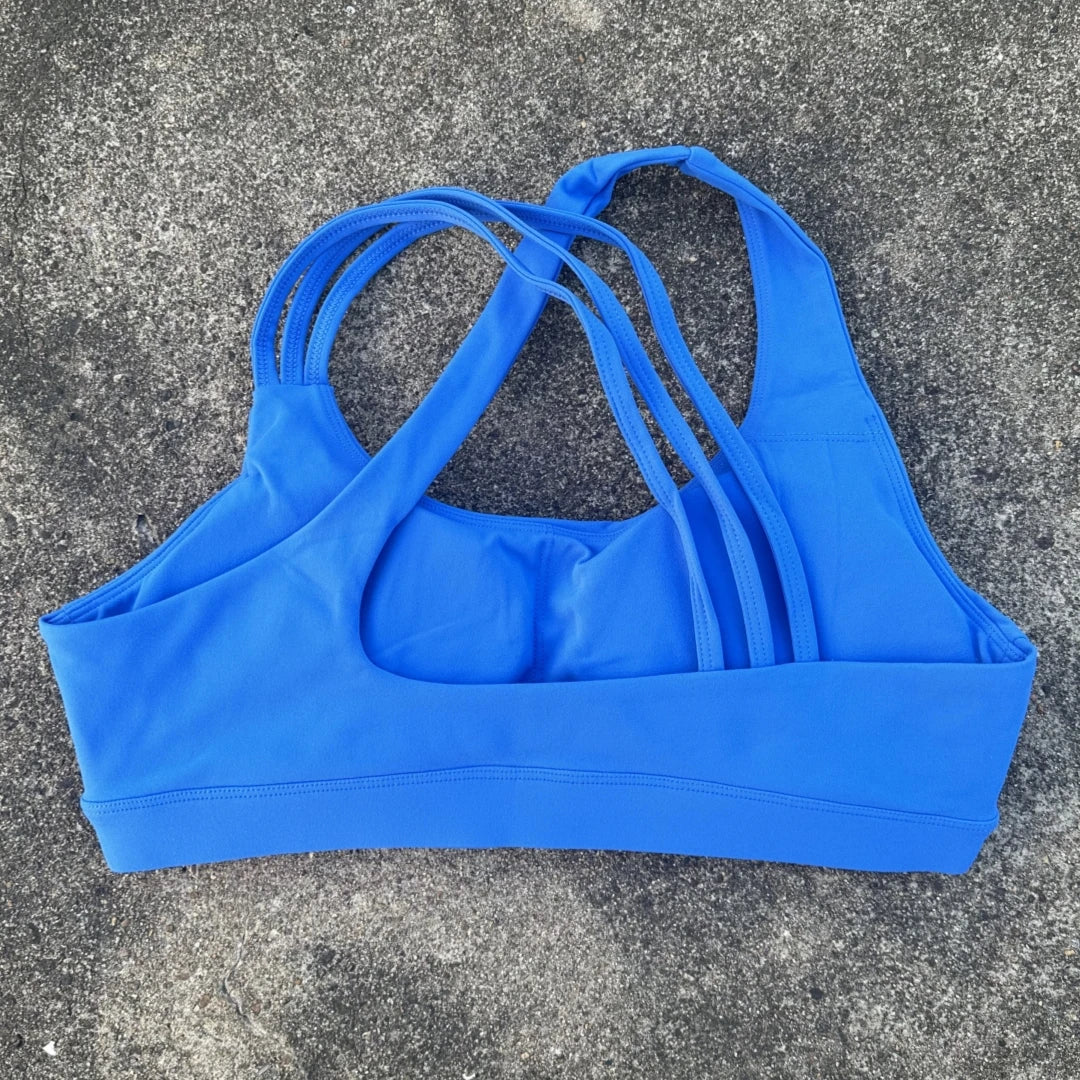 NONECN Cross Back Sports Bra Women Chest Pad Nylon Spandex