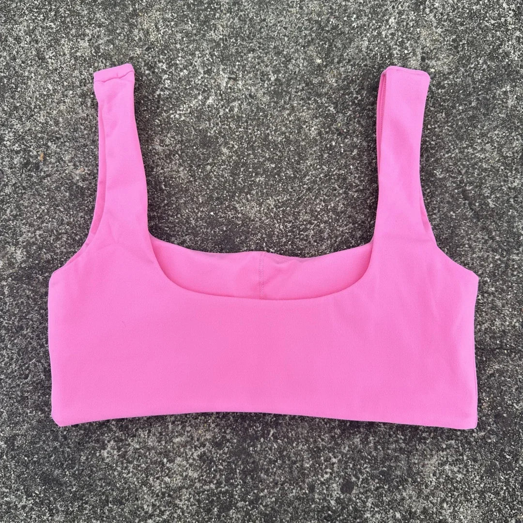 Women's Hollow Back Sports Bra Top With Shoulder Straps