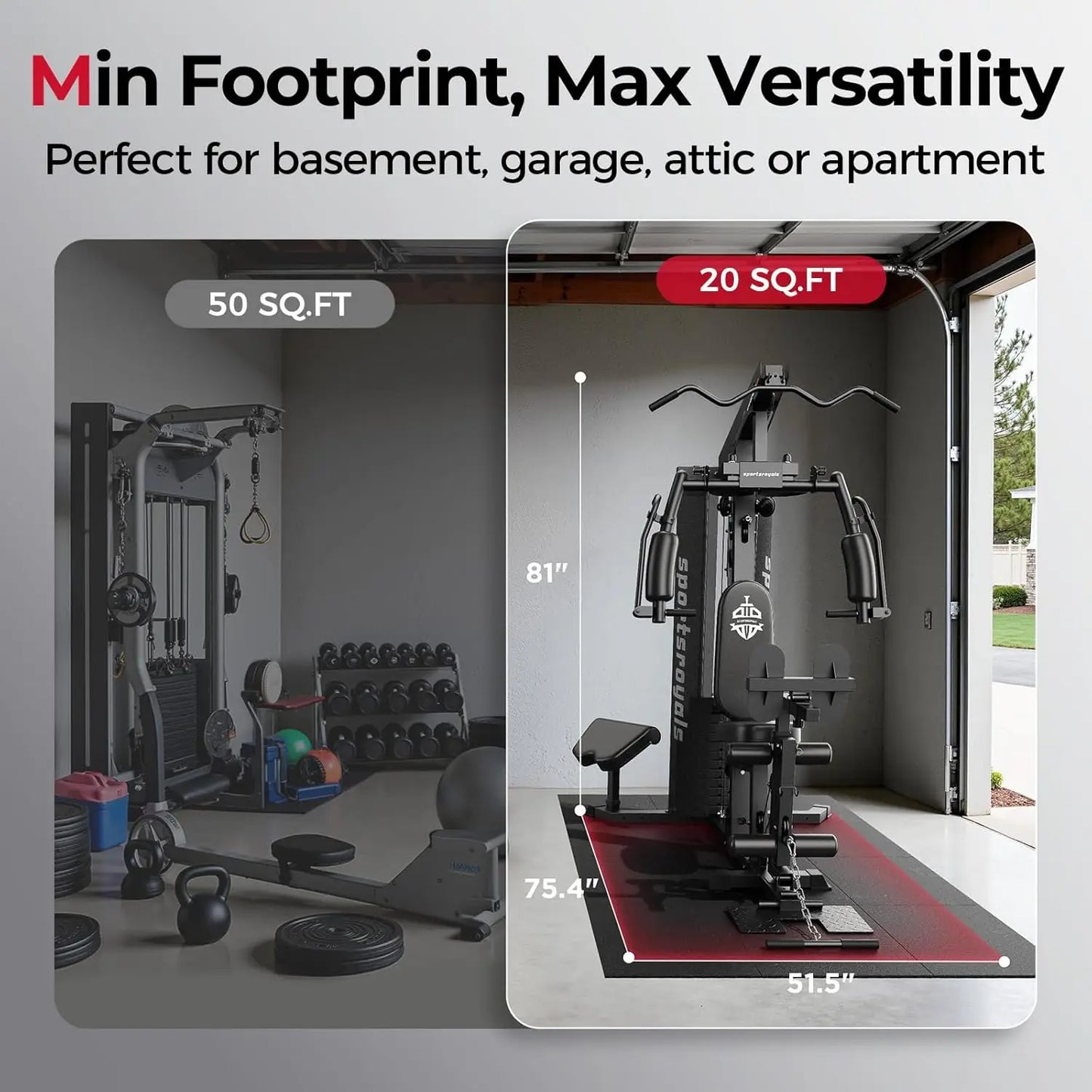 FED Fitness 150Lb Weight Stack Pulley System Home Gym Equipment