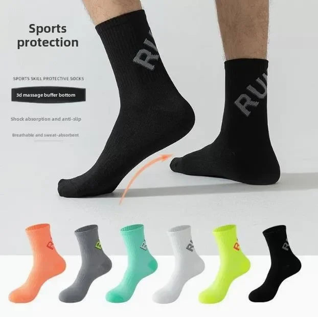 Unisex Running Socks Crew Fitness Breathable Nylon Marathon Sports