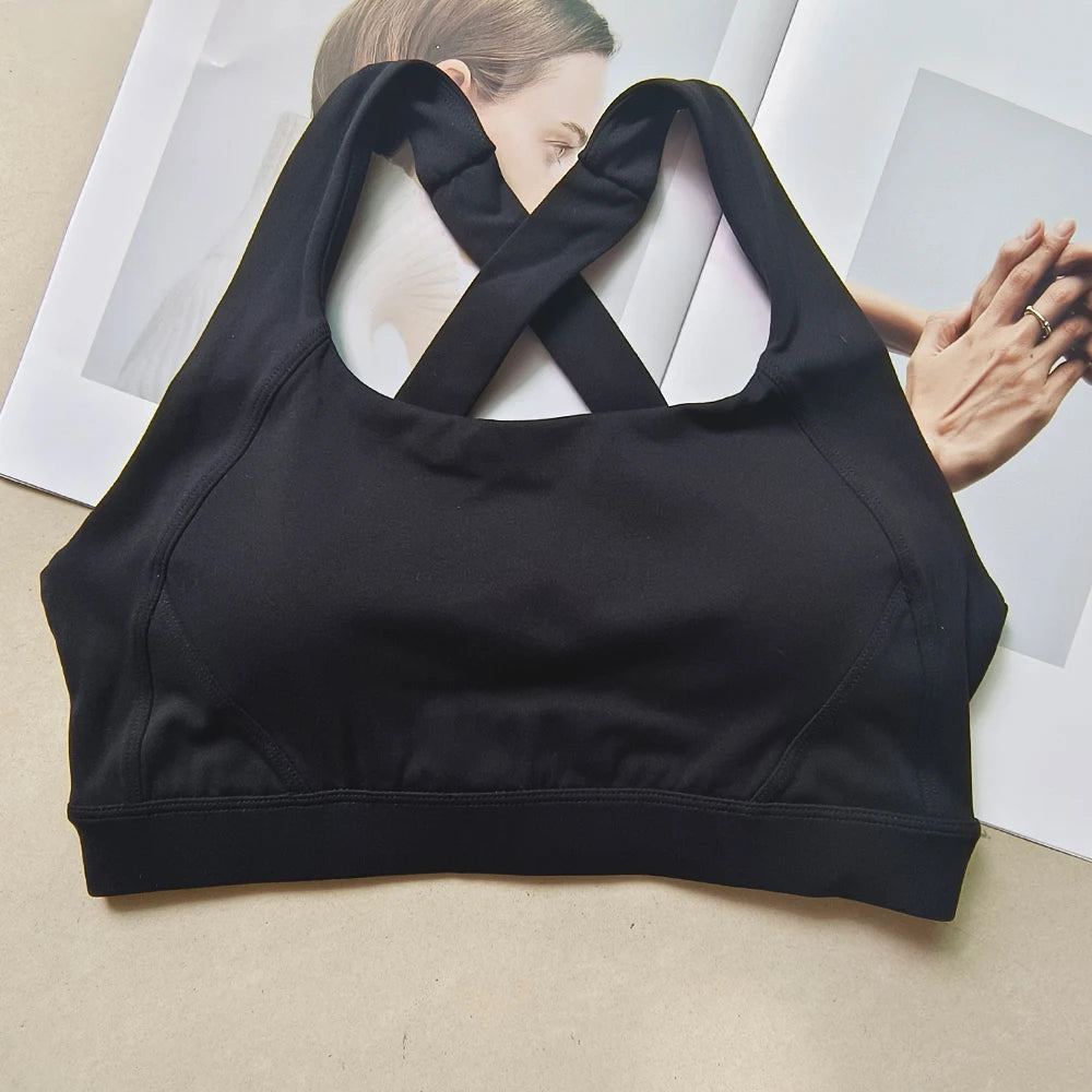 Cross Back Sports Bra Breathable Quick Dry Yoga Running Fitness