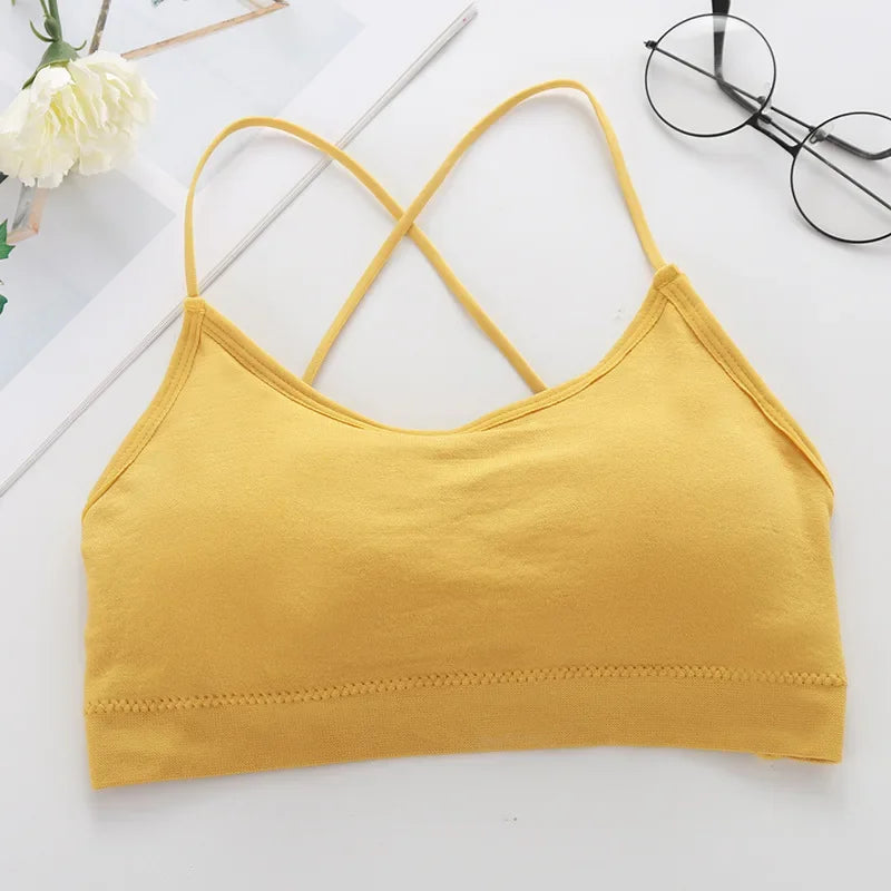 Women Cross Strap Sports Bra Breathable Push Up Yoga Top
