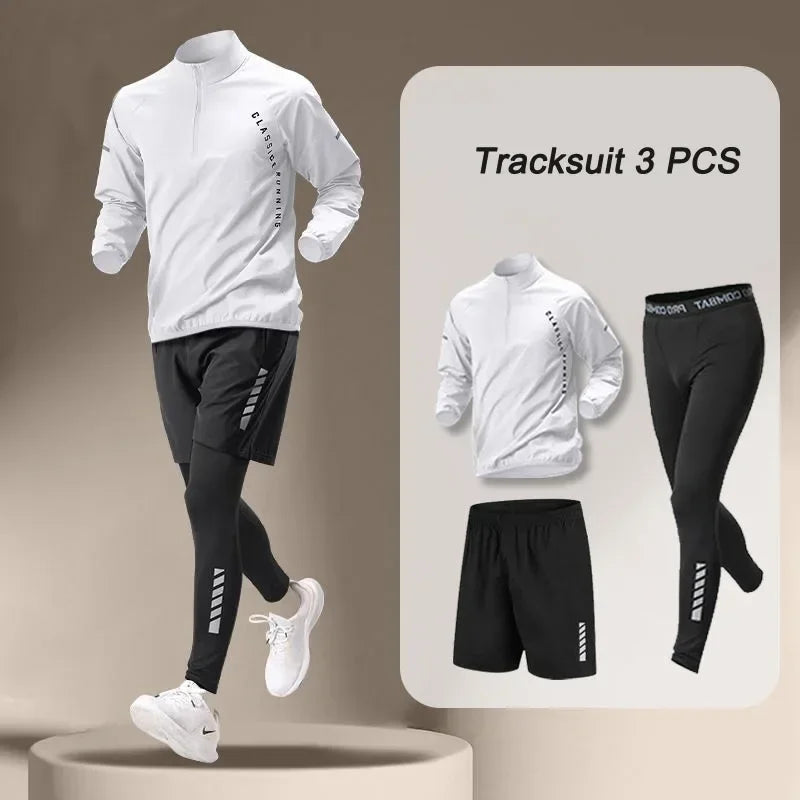 Men's Quick Dry Jacket And Jogger Set For Outdoor Fitness