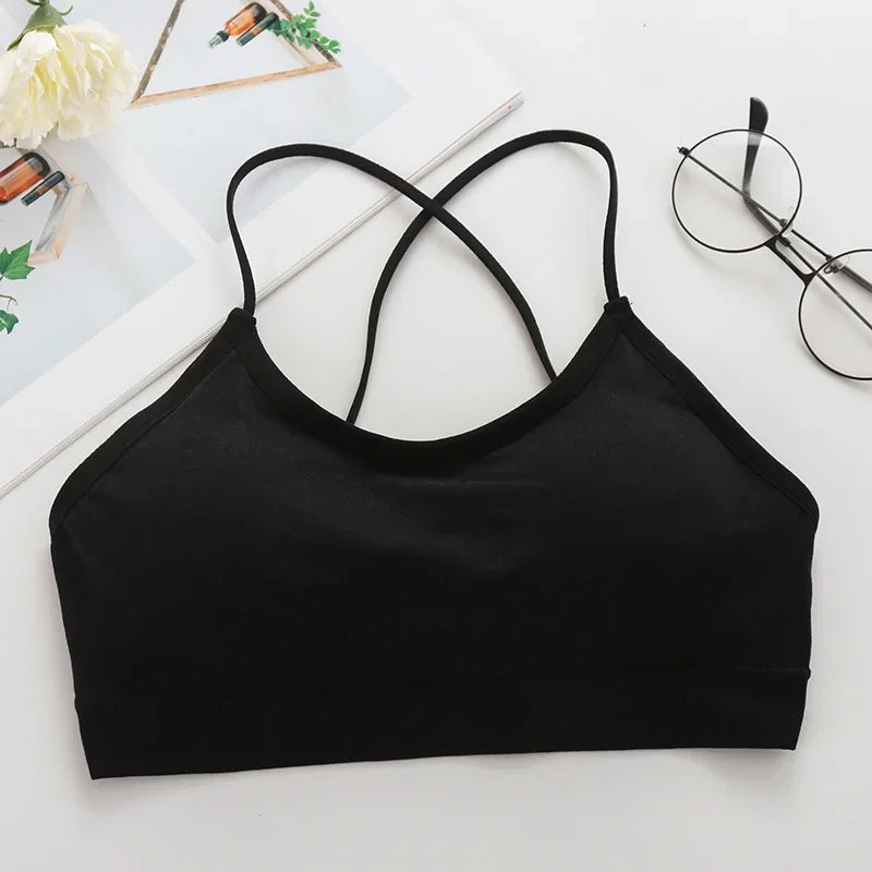 Women Cross Strap Sports Bra Breathable Push Up Yoga Top