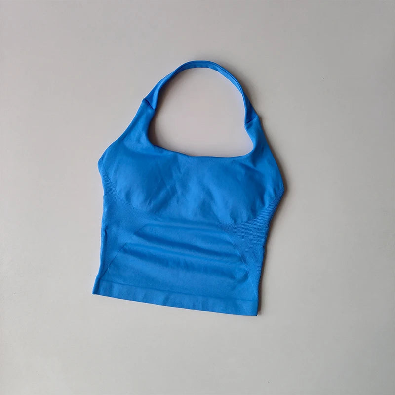 Neck Halter Shockproof Longline Sport Top For Yoga Gym Women