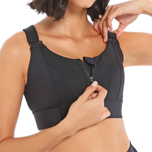 Women's Front Zip Yoga Sports Bra Vest Plus Size Athletic