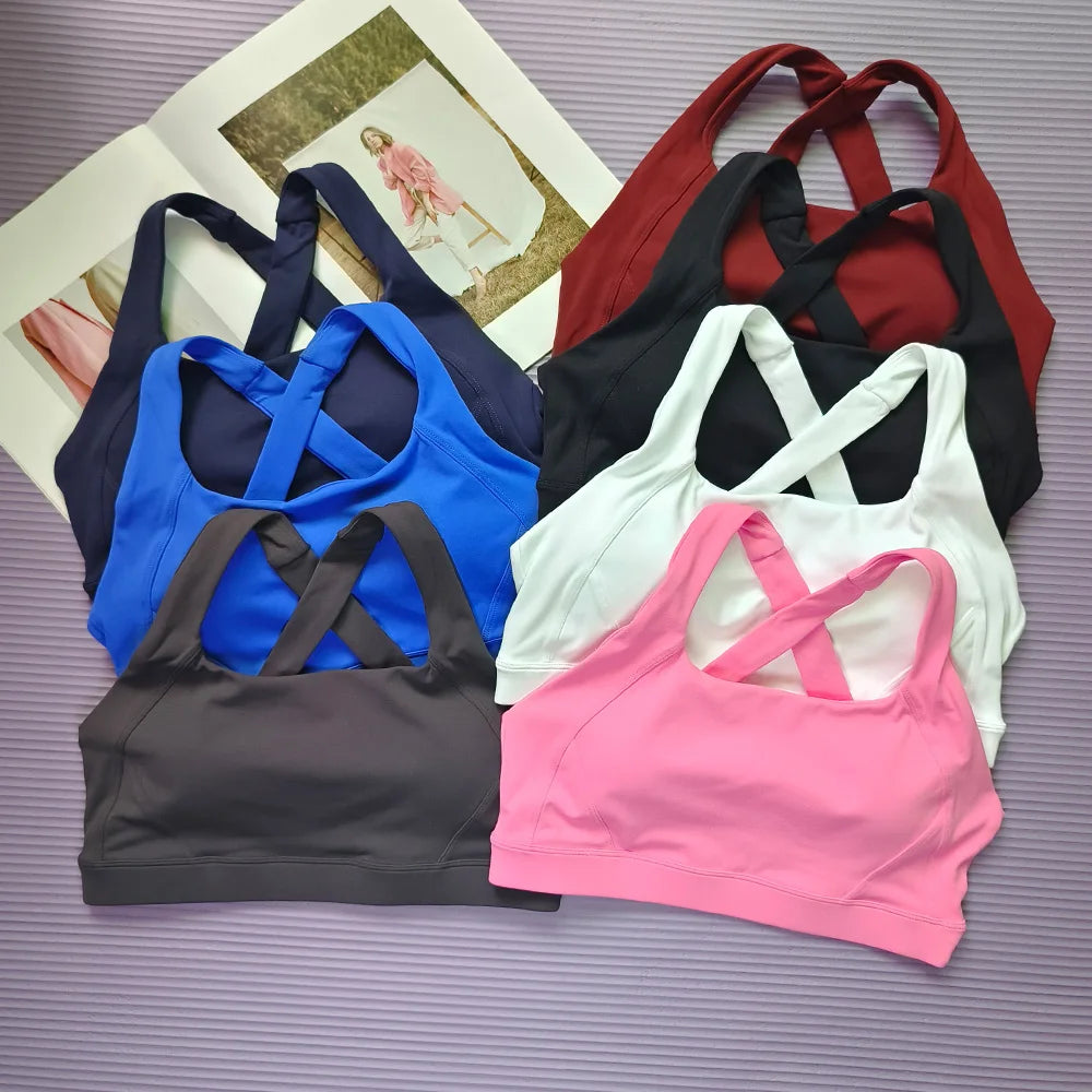Cross Back Sports Bra Breathable Quick Dry Yoga Running Fitness