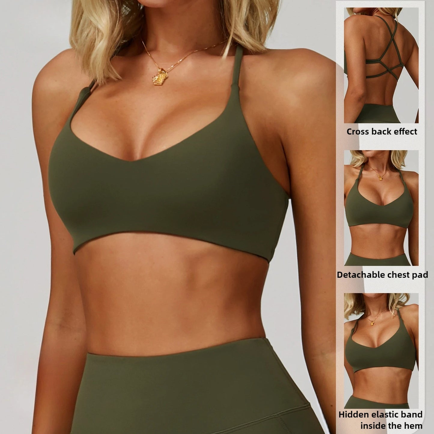Cross Shoulder Straps Sports Bra Anti Sweat Fitness Top Yoga