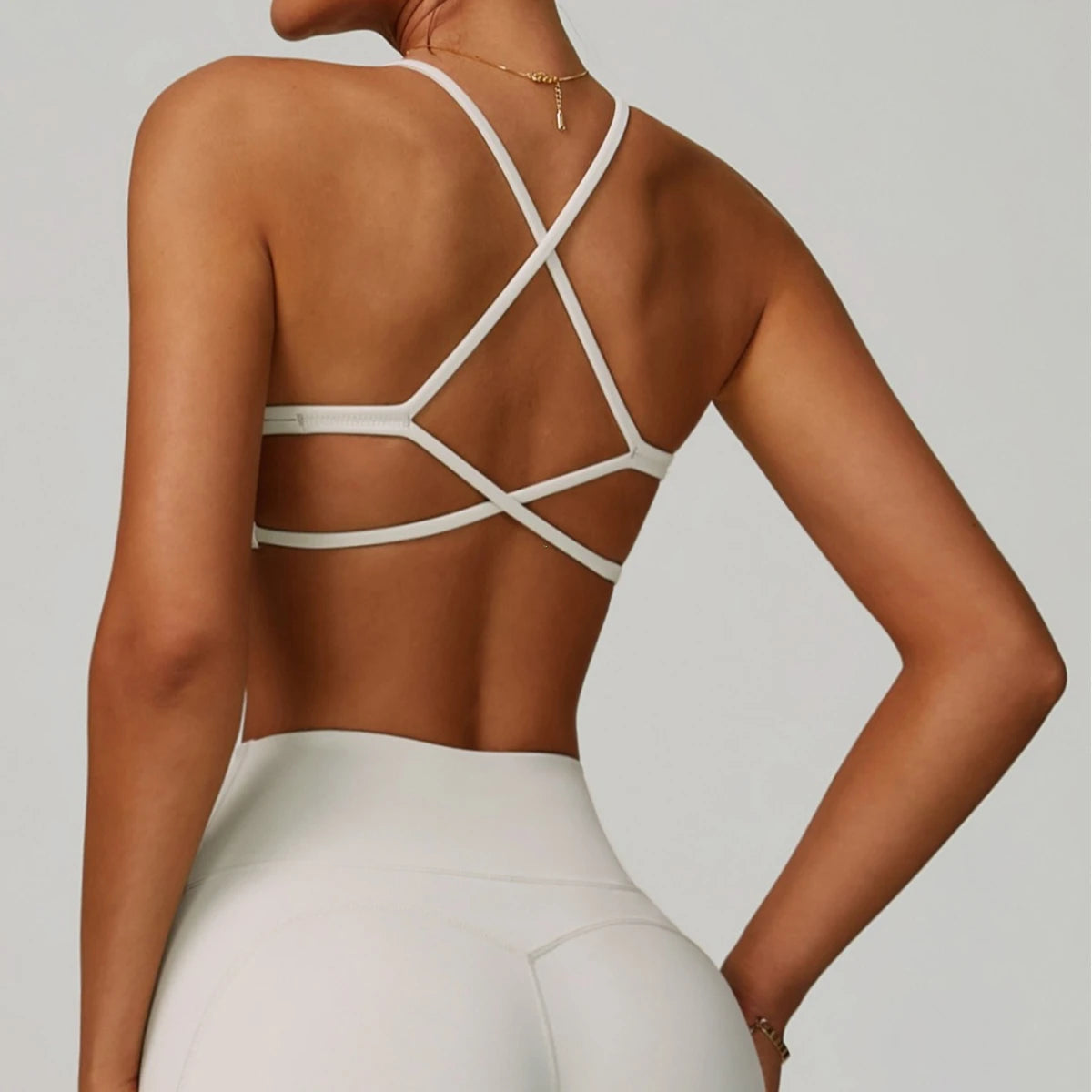 Cross Shoulder Straps Sports Bra Anti Sweat Fitness Top Yoga