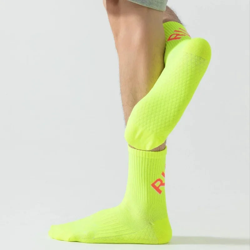 Unisex Running Socks Crew Fitness Breathable Nylon Marathon Sports