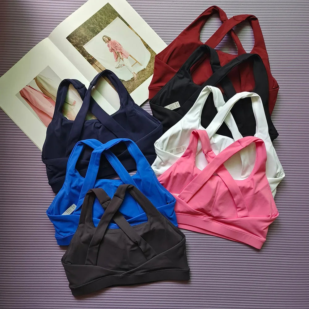 Cross Back Sports Bra Breathable Quick Dry Yoga Running Fitness
