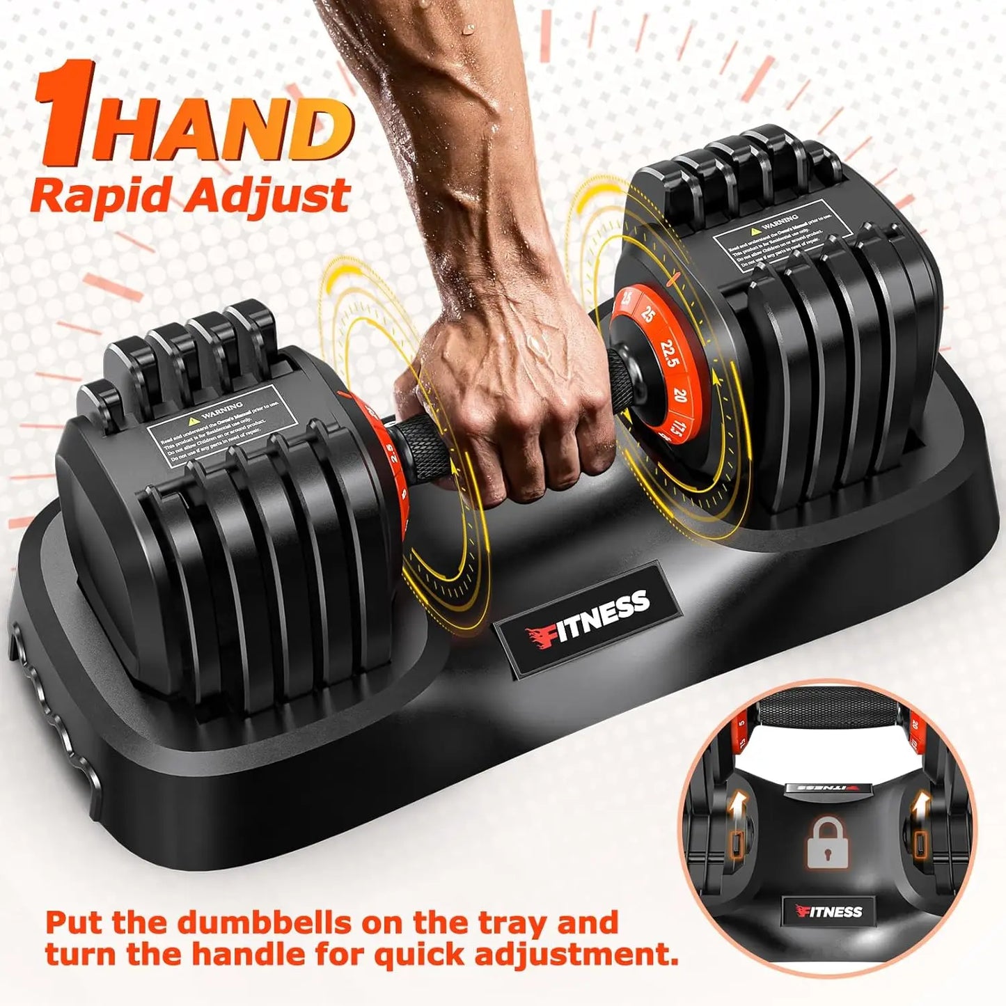 Adjustable Dumbbell Set of 2 With Quick Change Weights