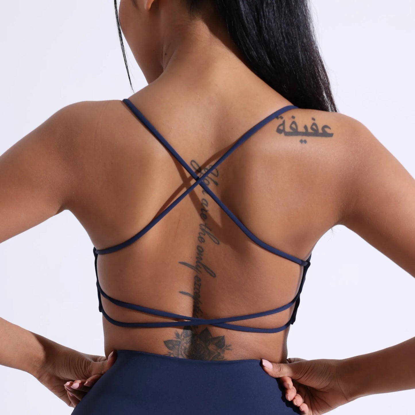 NONECN Cross Back Sports Bra With Chest Pad High Support