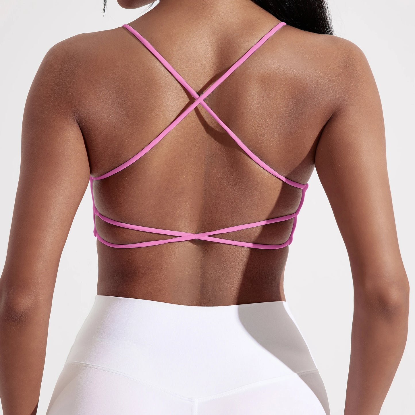 NONECN Cross Back Sports Bra With Chest Pad High Support
