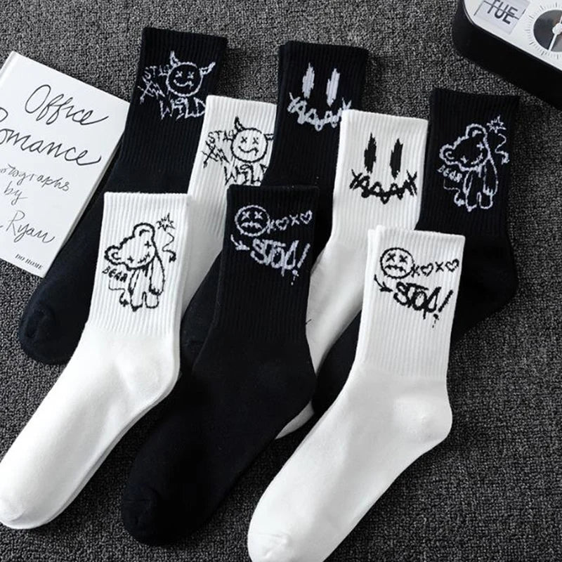 Unisex Harajuku Graffiti Socks Devil Grimace Hip Hop