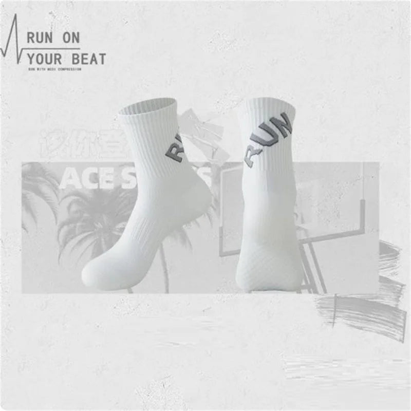 Unisex Running Socks Crew Fitness Breathable Nylon Marathon Sports