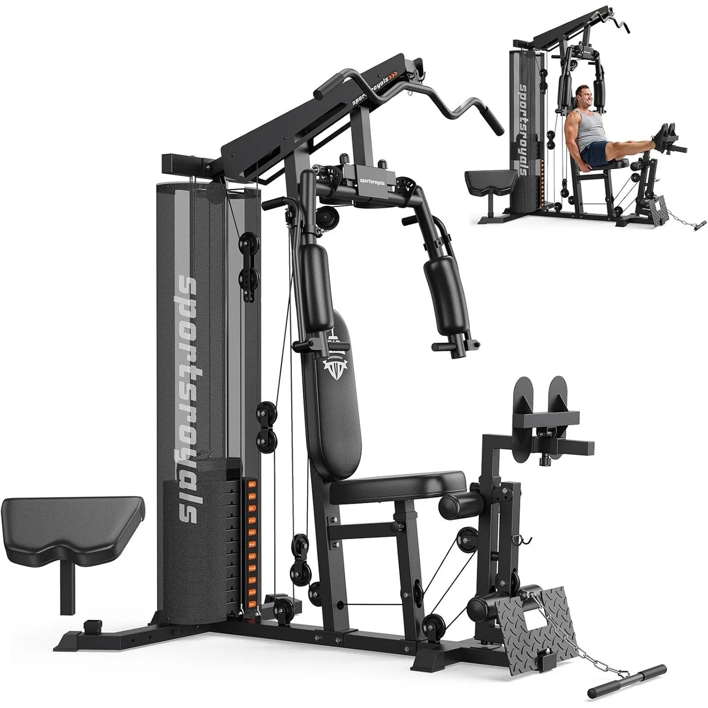 FED Fitness 150Lb Weight Stack Pulley System Home Gym Equipment