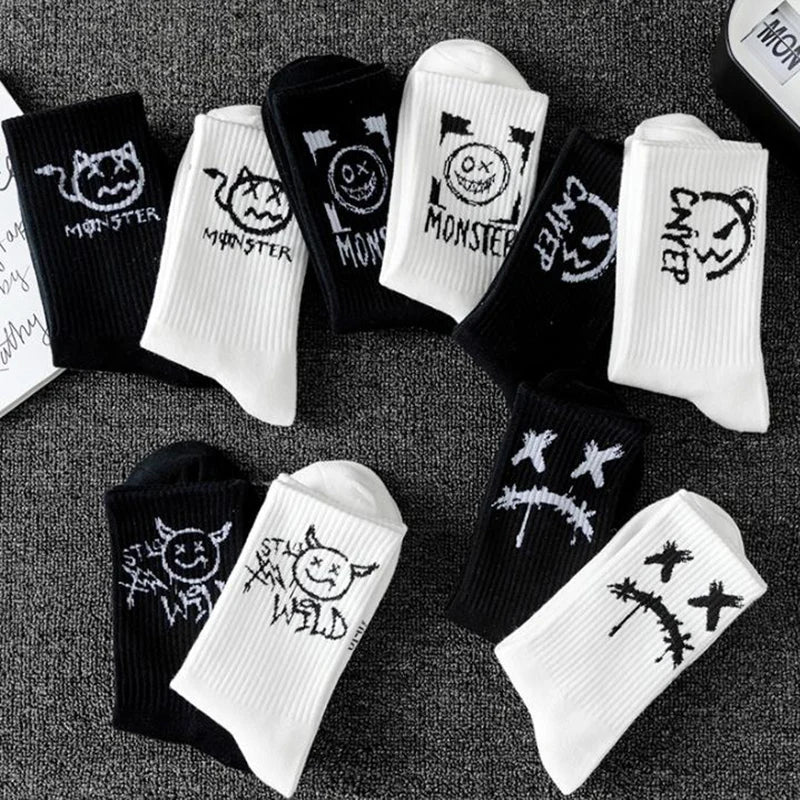 Unisex Anime Graffiti Socks Cotton Nylon Novelty Hip Hop