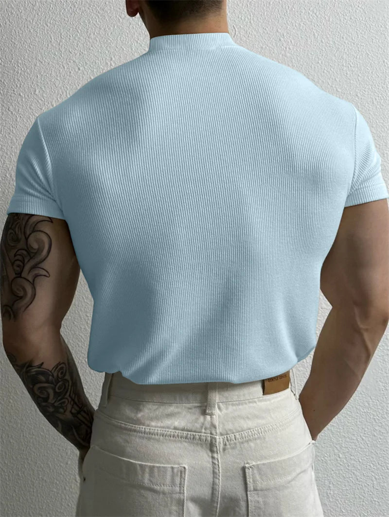 Clifford Lenox Men Polyester Knit T Shirt High Collar
