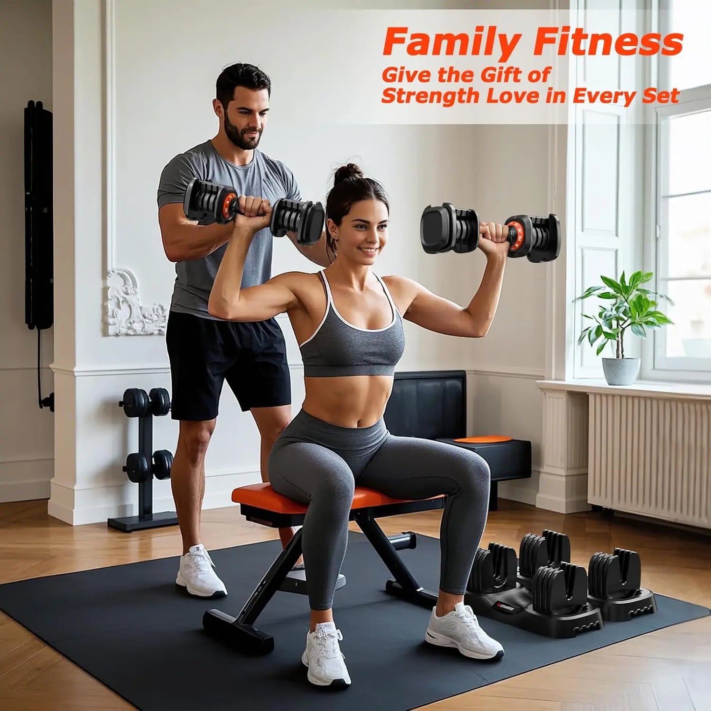 Adjustable Dumbbell Set of 2 With Quick Change Weights
