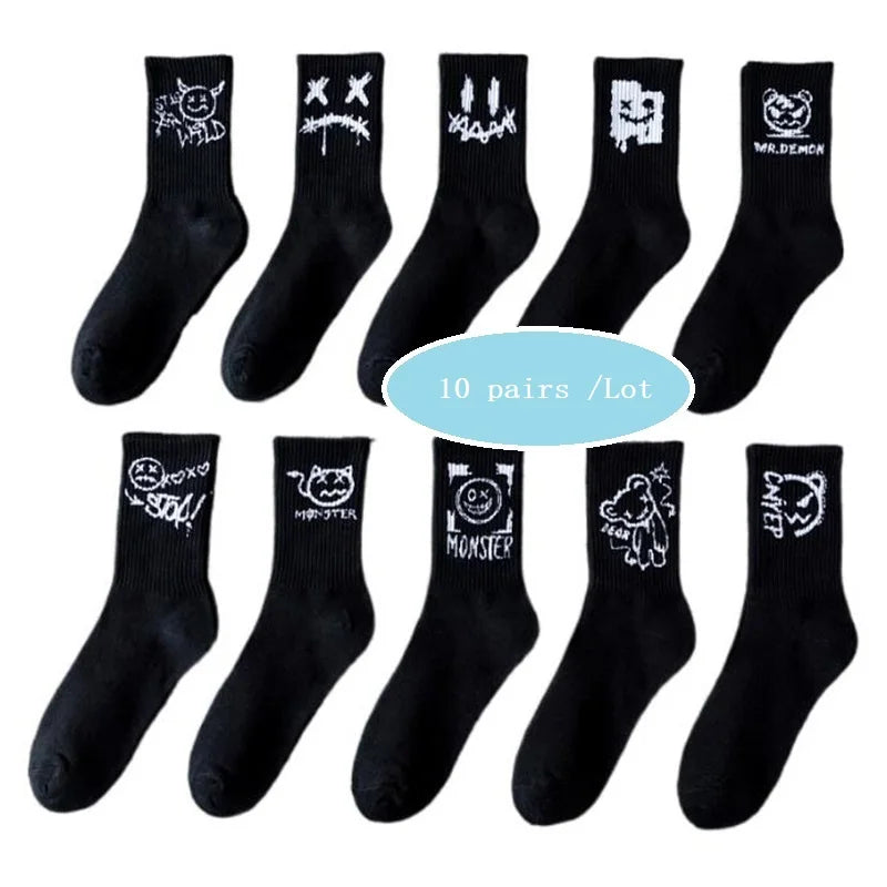 Unisex Harajuku Graffiti Socks Devil Grimace Hip Hop