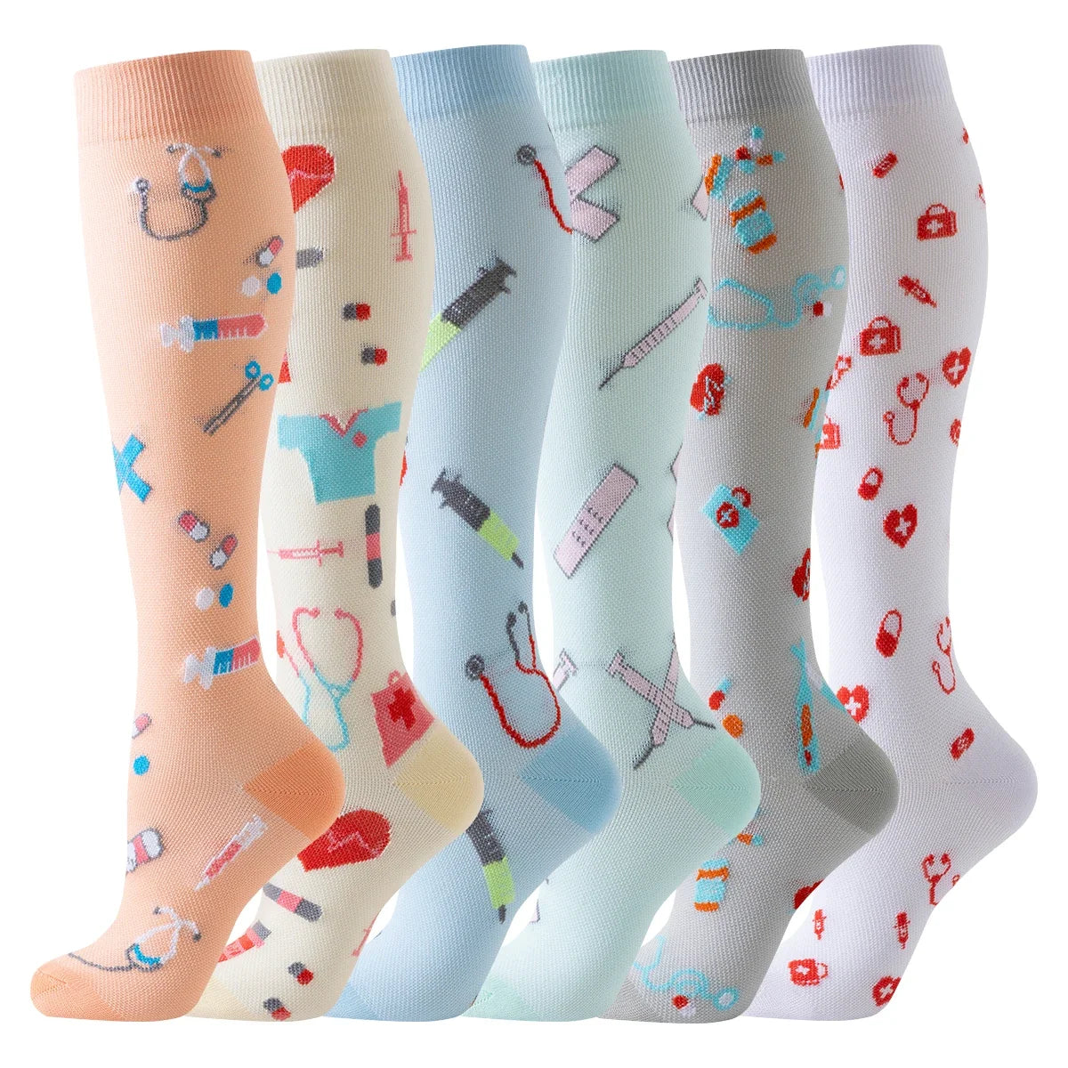 NONECN Womens Athletic Compression Socks Breathable Knee High