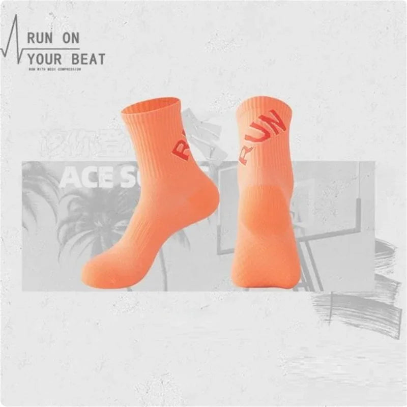 Unisex Running Socks Crew Fitness Breathable Nylon Marathon Sports