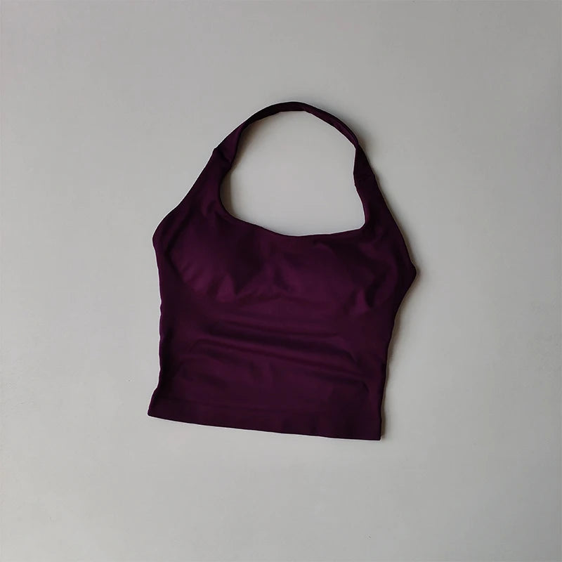 Neck Halter Shockproof Longline Sport Top For Yoga Gym Women